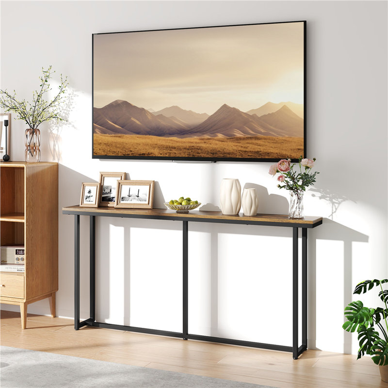 Console moderne à rallonge pour hall d'entrée, H 32 po x l 63 po x P 8 po, Brun rustique