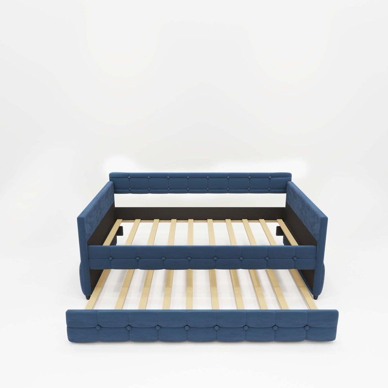 Lit de jour rembourré simple avec couchette, tissu en velours, aucun sommier requis, modèles confortables et simples