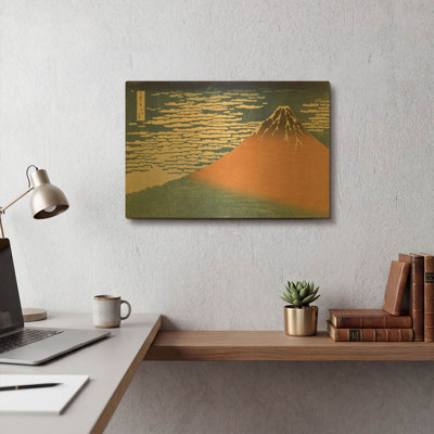 «Fine Wind Clear Morning (Gaifu Kaisei) 1832» par Katsushika Hokusai, art mural en métal doré, 16 po x 12 po