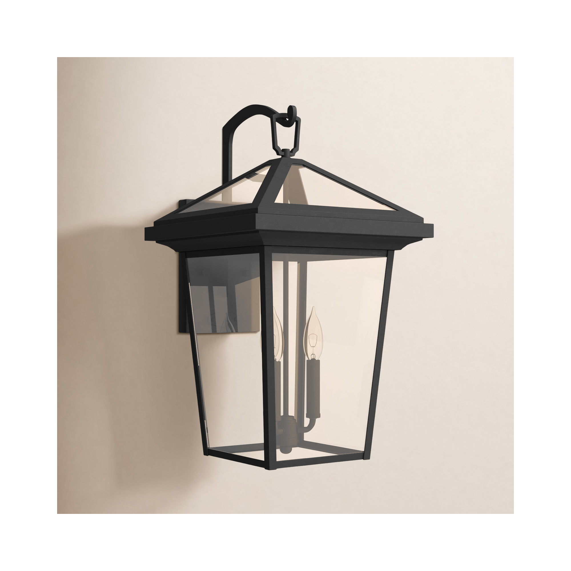 Lalla 3 Light Empire Outdoor Aluminum Wall Light, Museum Black