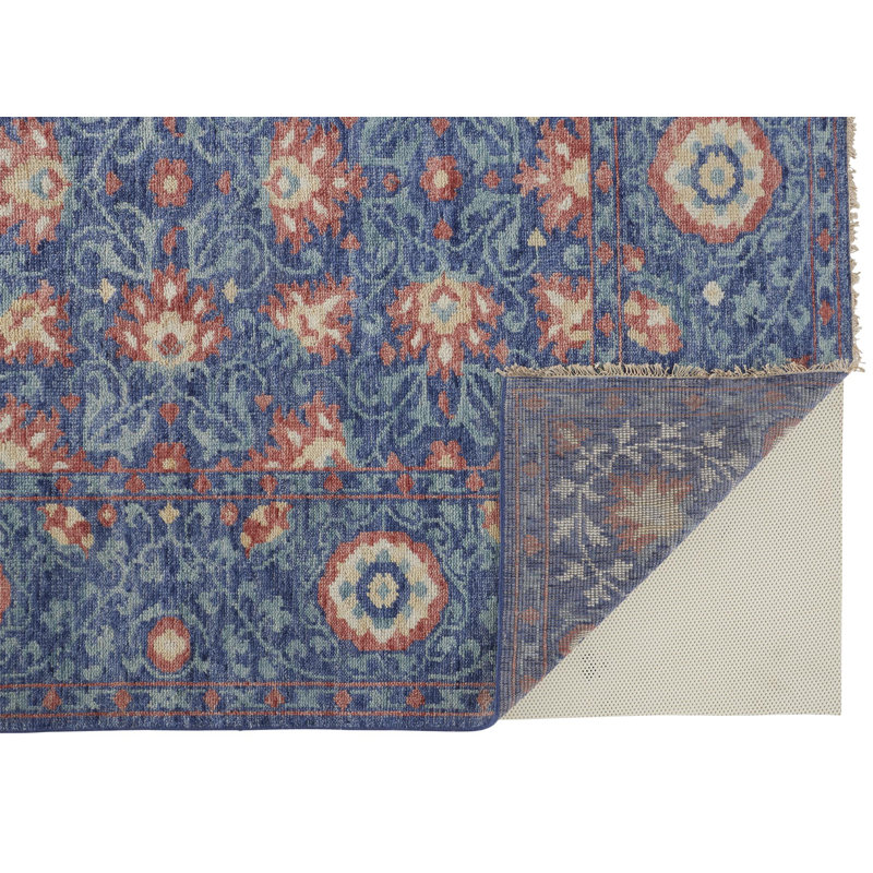Beall Wool Floral Area Rug in Blue, Rectangle 2' x 3'