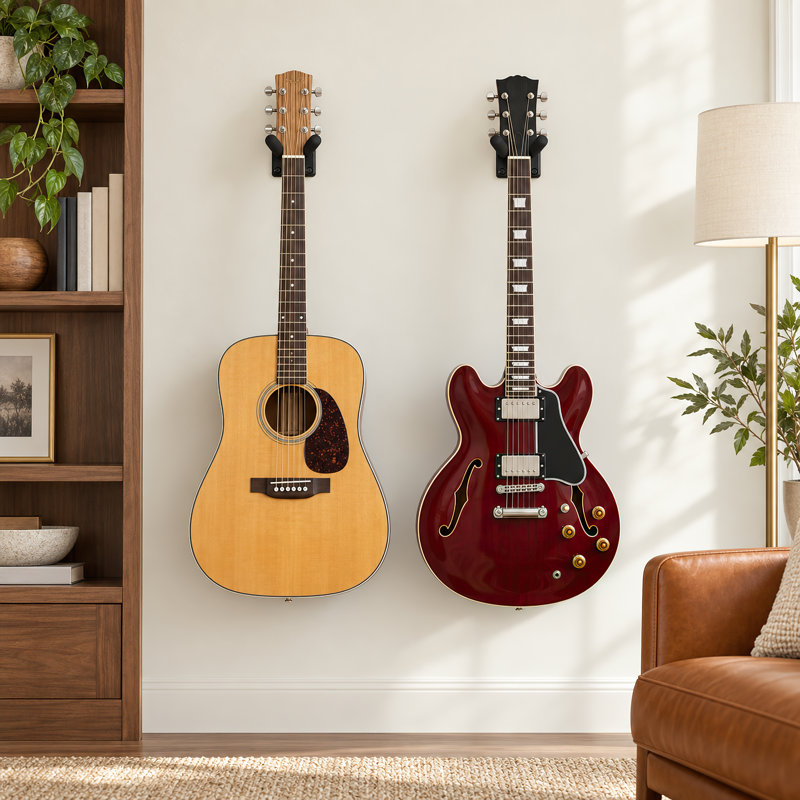 2-Pack Guitar Wall Hangers for Acoustic and Electric Guitars