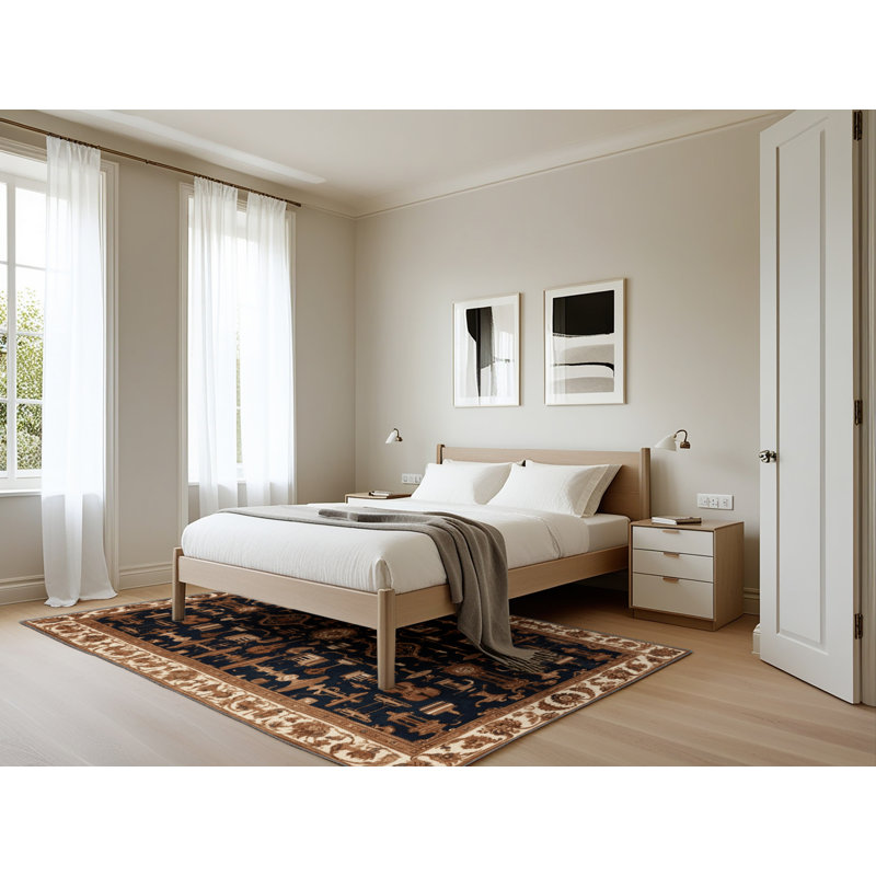 Tapis brun français lavable à la machine, Rectangle 5 pi x 7 pi