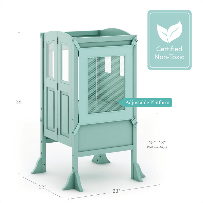 Mint Foldable Wooden Toddler Kitchen Helper Tower