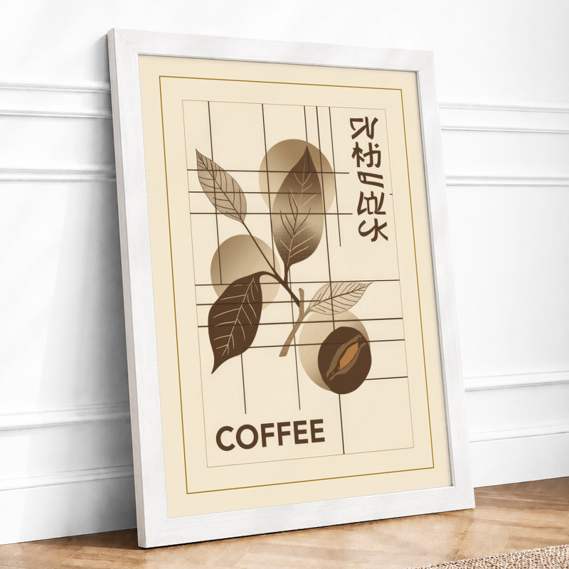 Coffee Plant Grid Botanical - Framed Print, A1 - 84.1 x 59.4 cm, White