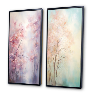 «Pink Trees Romantic Impression», 2 pièces