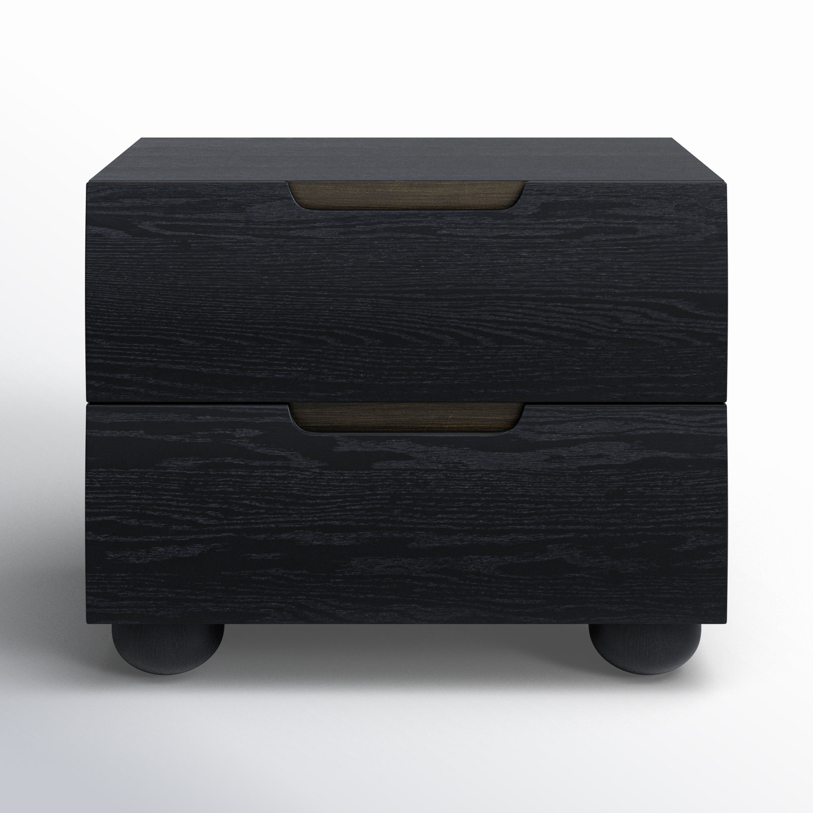 Beethoven Wood 2 Drawer Nightstand, Black