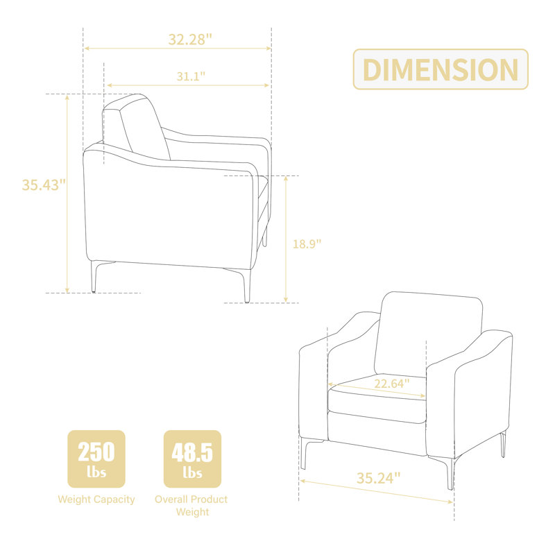 Accoudoir modulaire à accoudoirs simple convertible Ashlock Corduroy Beige, Beige