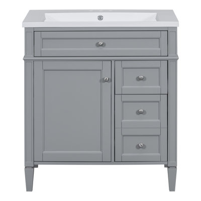 Meuble-lavabo de salle de bain 30 po avec lavabo supérieur, armoire de rangement moderne