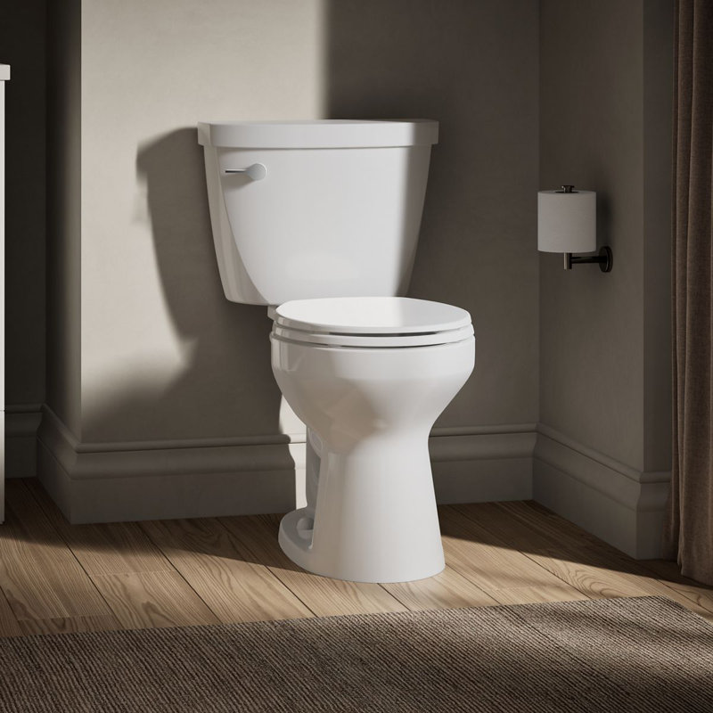 Cimarron® 1.28 GPF Water Efficient Round Two-Piece toilet (Seat Not Included), White, Right-Hand