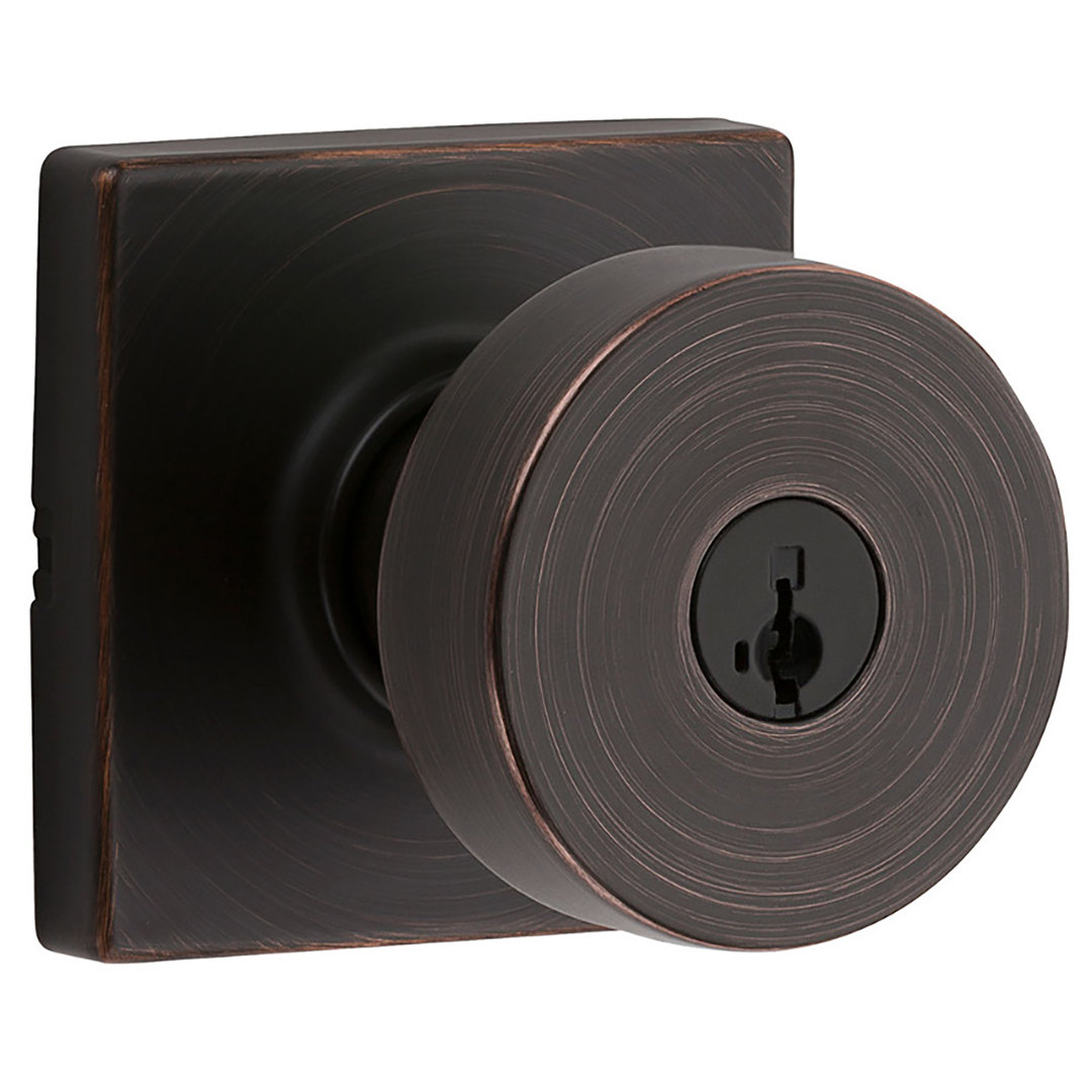 Pismo Keyed Door Knob with Square Rosette and Smartkey Kwikset