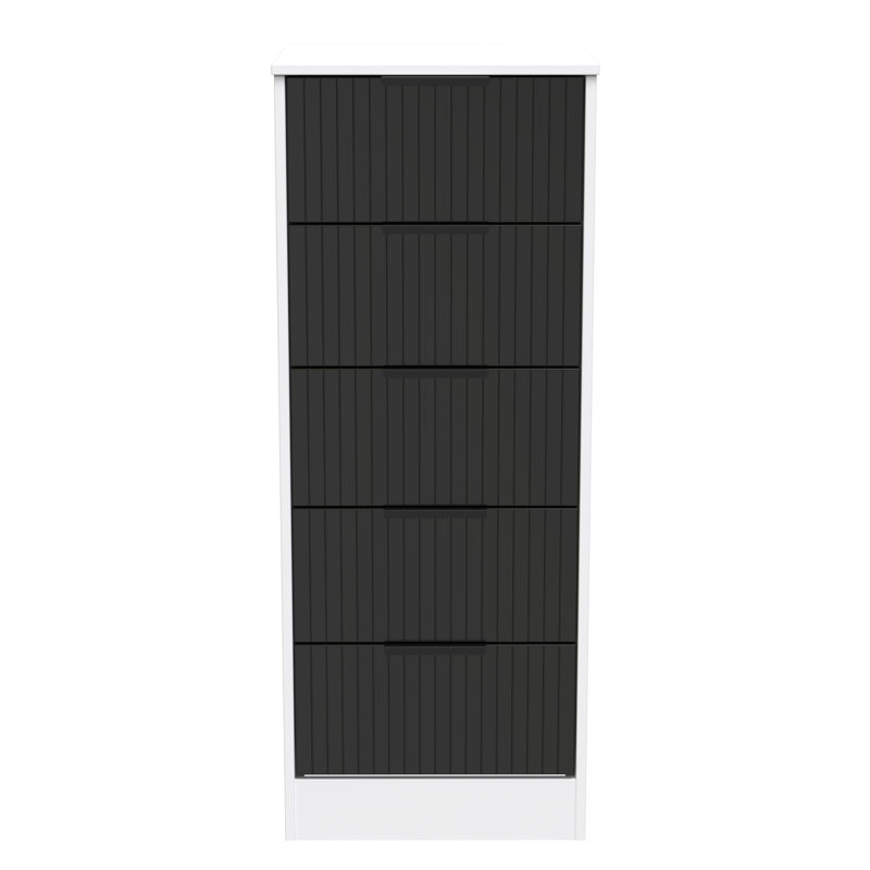 Atsumi 45cm W Manufactured Wood Bedside Table, Deep Black/White Matt