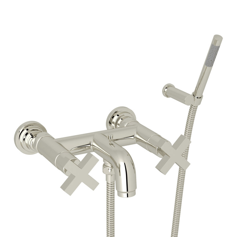 Lombardia® Double Handle Clawfoot Tub Faucet, Polished Nickel, Lever Handle