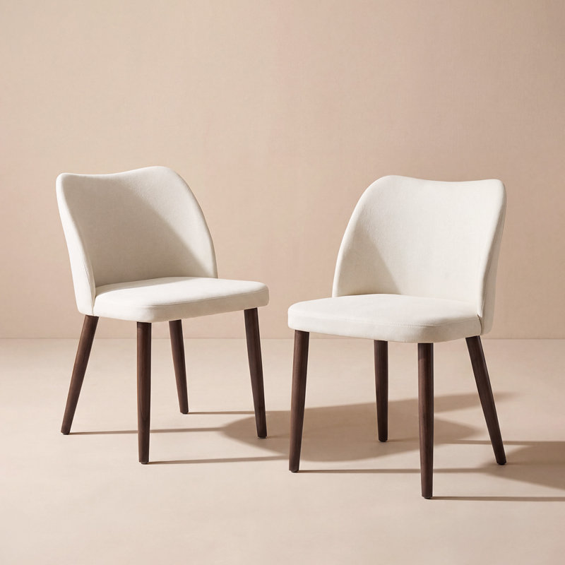 Upholstered Solid Wood Small Dining Chairs - Ergonomic Curve & Plush Padding for Multiple Spaces, White