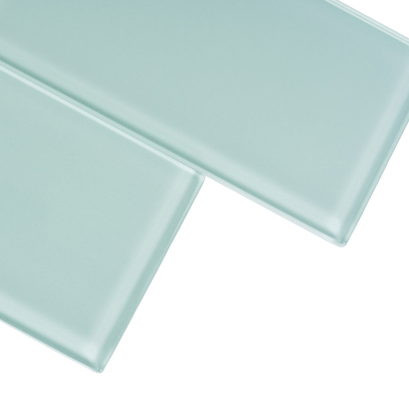 3" X 12" Glass Brick Look Subway Wall Tile, Light Blue