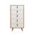 Elegant Scandinavian Dresser with 5 Drawers, Oak & White Finish, 19.7 x 40.6 x 15.7 inches | 100% Melamine Coated Particle Board, PU Leather Handle, Wooden Legs | Modern Design for Organized Storage & Wall-Mountable-1118358675