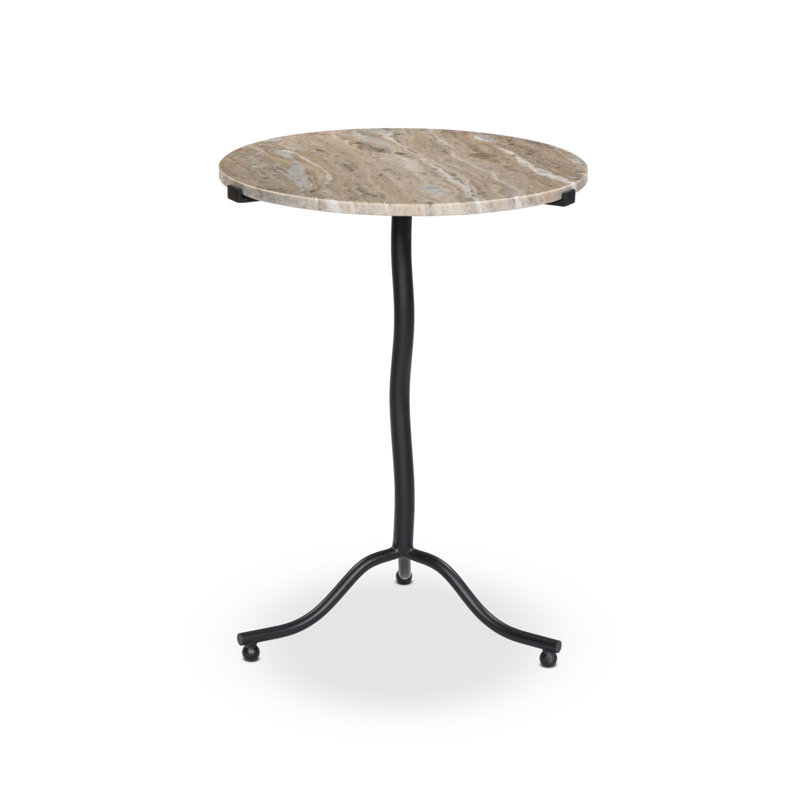 SOPHIE Marble End Table, Beige Top/Black Base