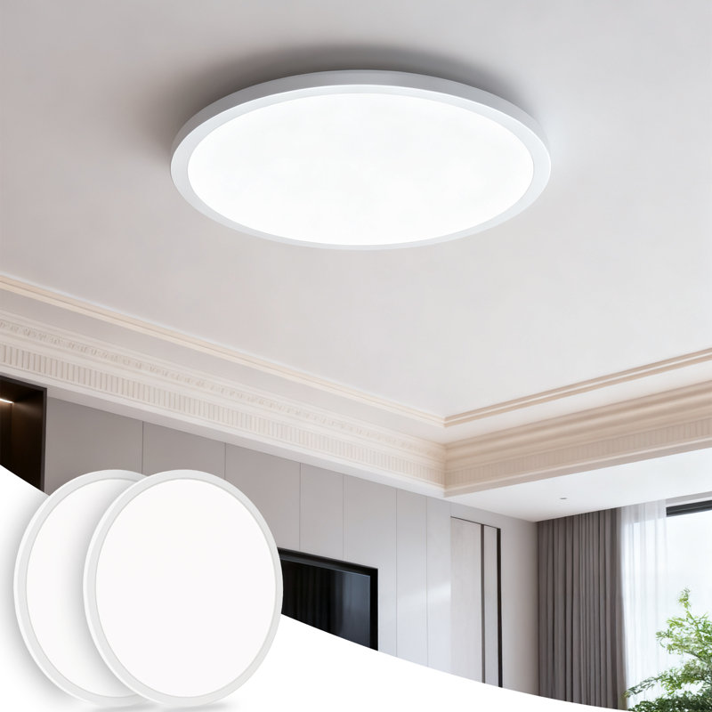 Ensemble de 2 plafonniers encastrés à DEL 2400LM, 24 W, à intensité variable, lumière du jour 5000 K, ultra-mince, 12 pouces, luminaire rond moderne pour la cuisine, le couloir et la salle de lavage
