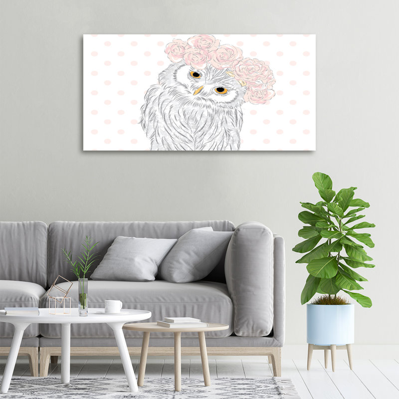 Owl In A Wreath - Print, Canvas, 50cm H x 100cm W x 2cm D