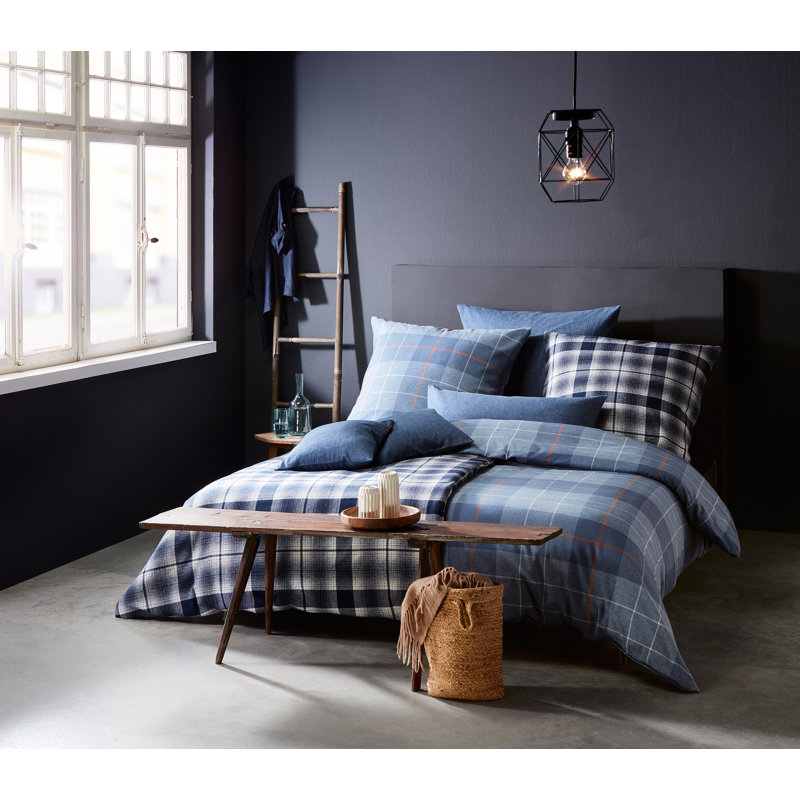 Lech Reversible Duvet Cover Set, Blue, 155 x 200 cm - 1 Pillowcase (80 x 80 cm)