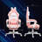Racing Gaming Chair with Cat Ears, Reclining Faux Leather Computer Chair with Footrest, Pink