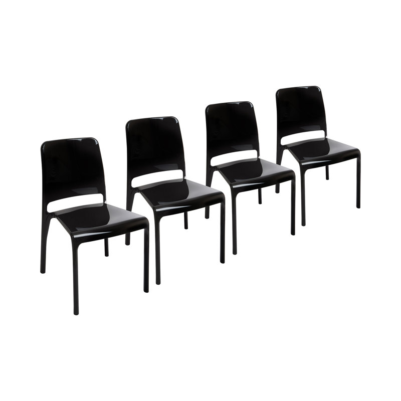 Hazlett 47cm H Upholstered Stacking Dining Chair, Black