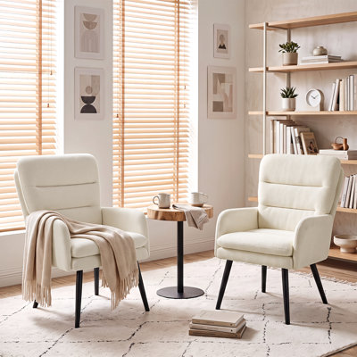 Modern Chenille Accent Chair with Tufted Back and Black Tapered Legs, Upholstered Armchair for Living Room, Bedroom, and Small Spaces, Cozy Reading Chair
