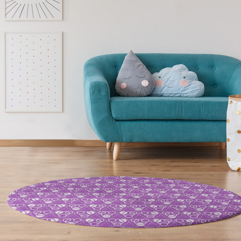 Chenille Geometric Indoor Rug, Round 5'