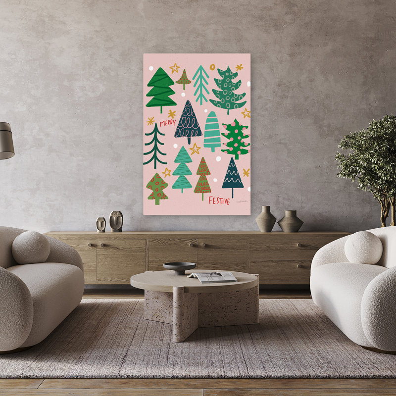 Winter Fun IV - Blue Christmas Trees, H 48 po x l 32 po