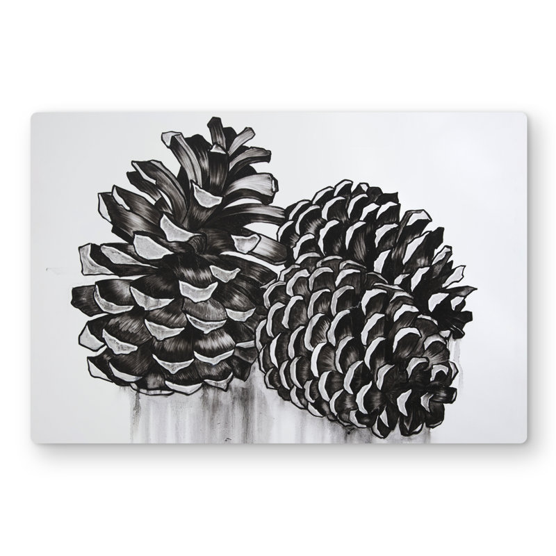 Three Small Pine Cones - Botanical Rustic Metal Print Decor