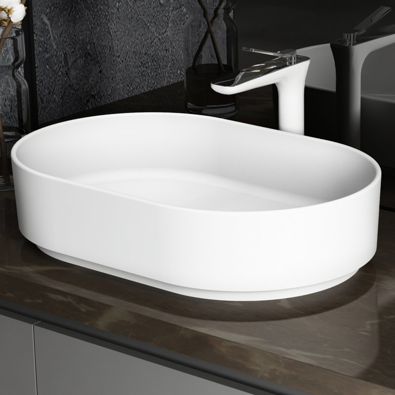 Lavabo à surface solide blanc mat - et facile à nettoyer. . 22,71 po Profondeur, 14,96 de largeur, 5,41 de hauteur. 17,28 lb Poids. Lavabo sur pied de style contemporain. Aucun égouttoir ou, pour nettoyer, sans et. Hauteur, poids