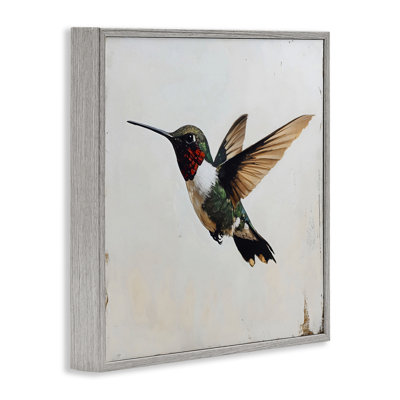 Estampe colibri sur bois rustique patiné, design by Creative Studio