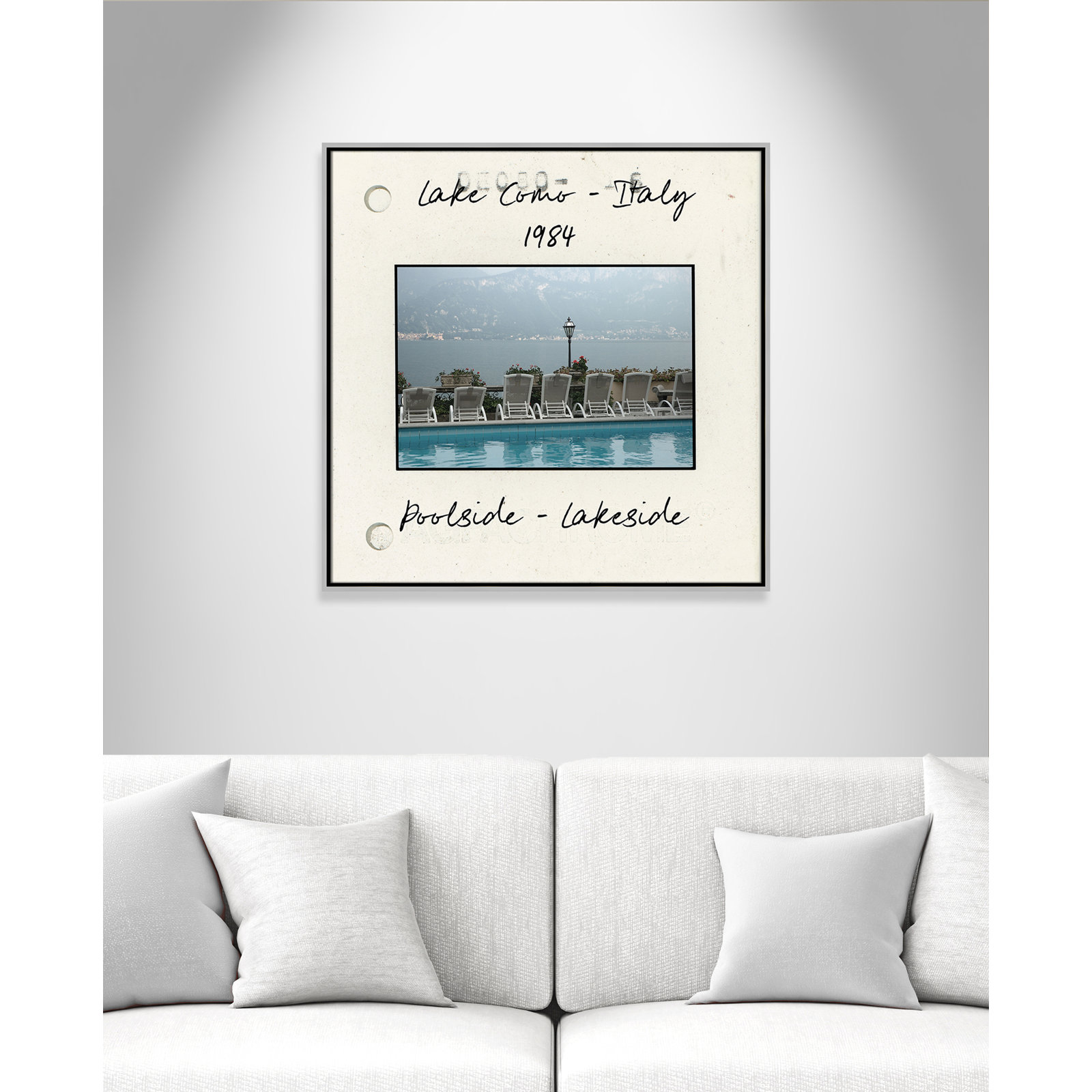 Travel Slide Collection "Lake Como, Italy" Print, Silver Floater Framed Canvas, 31.5" H x 31.5" W x 2" D