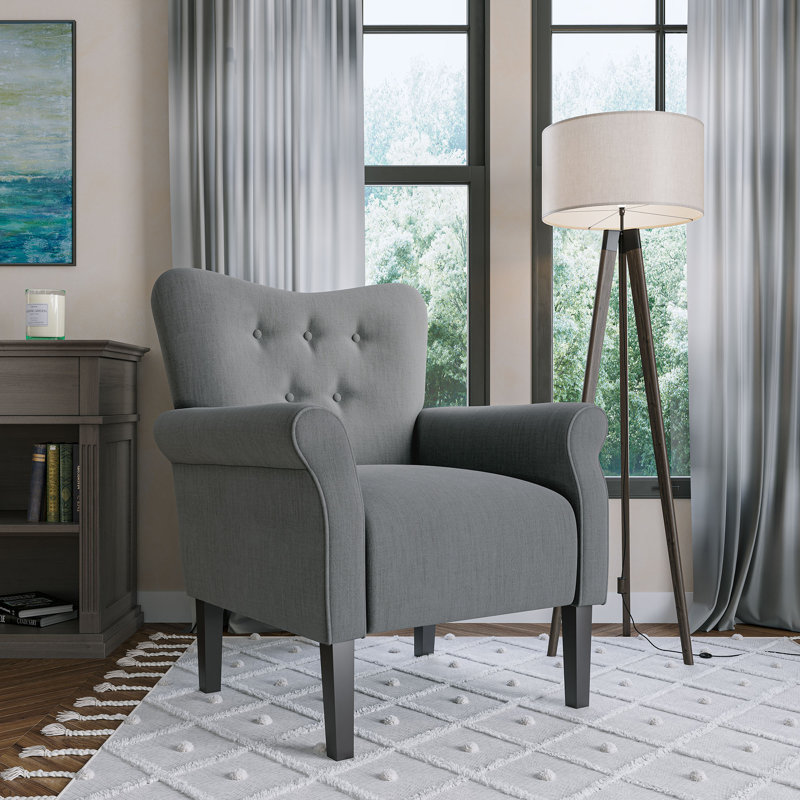 Fauteuil d'appoint rembourré 30,3 po Modern, Lin gris