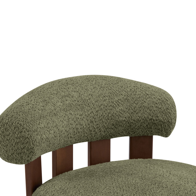 Chaise d'appoint rembourrée avec pieds en bois Zavier Boucle, Vert olive