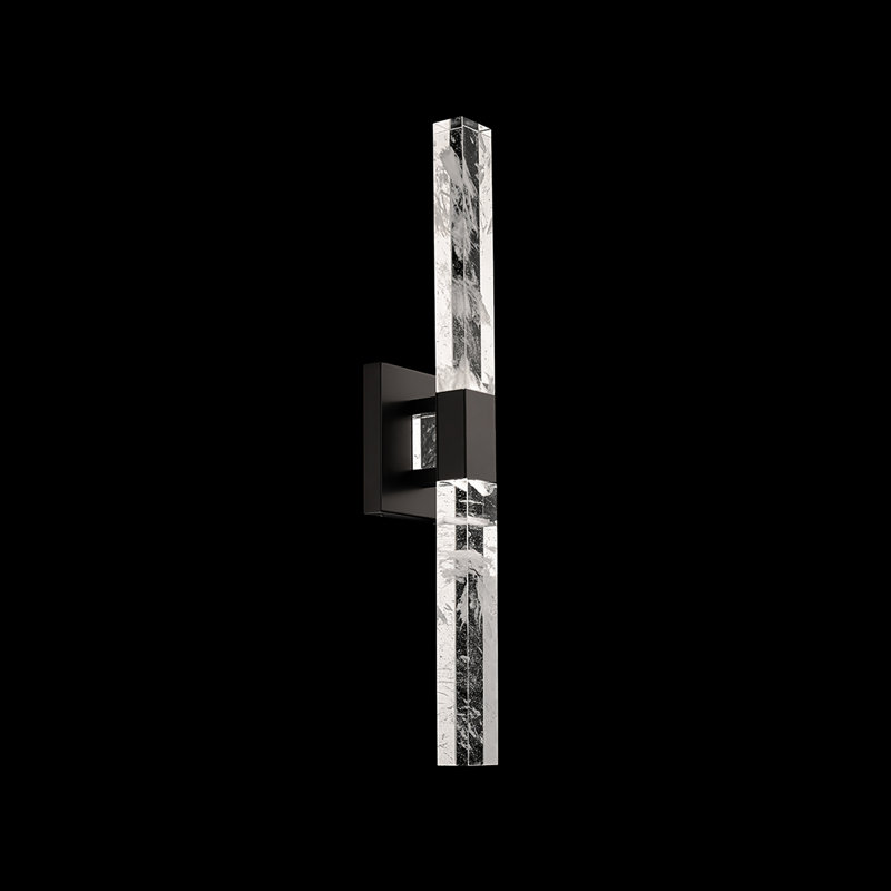Baton 2 Light Crystal LED Wall Sconce, Black