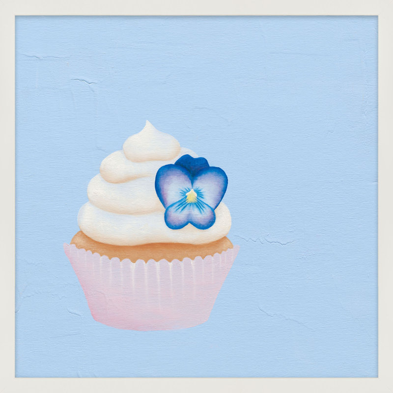 Pansy Cupcake Print by Katy Montica, White Framed Paper, 20" W x 20" H x 1.25" D