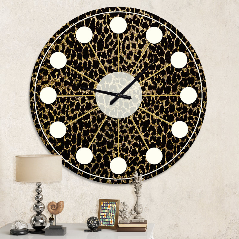 Horloge murale Leopard Fur Safari V - Mid-Century, Surdimensionné