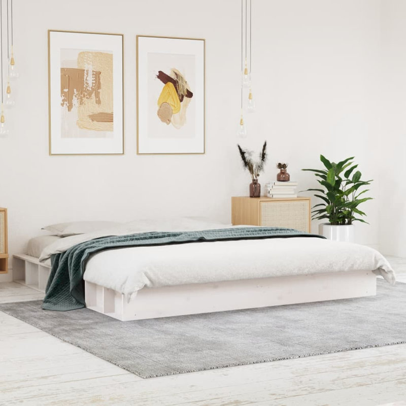 Friona Wood Platform Bed, 200 x 200 cm, Wax Brown