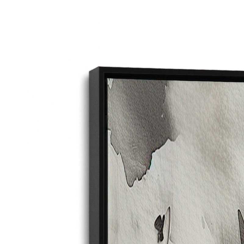 Impression abstraite monochrome sur toile I, Cadre noir, H 24,75 po x l 24,75 po x P 1,75 po