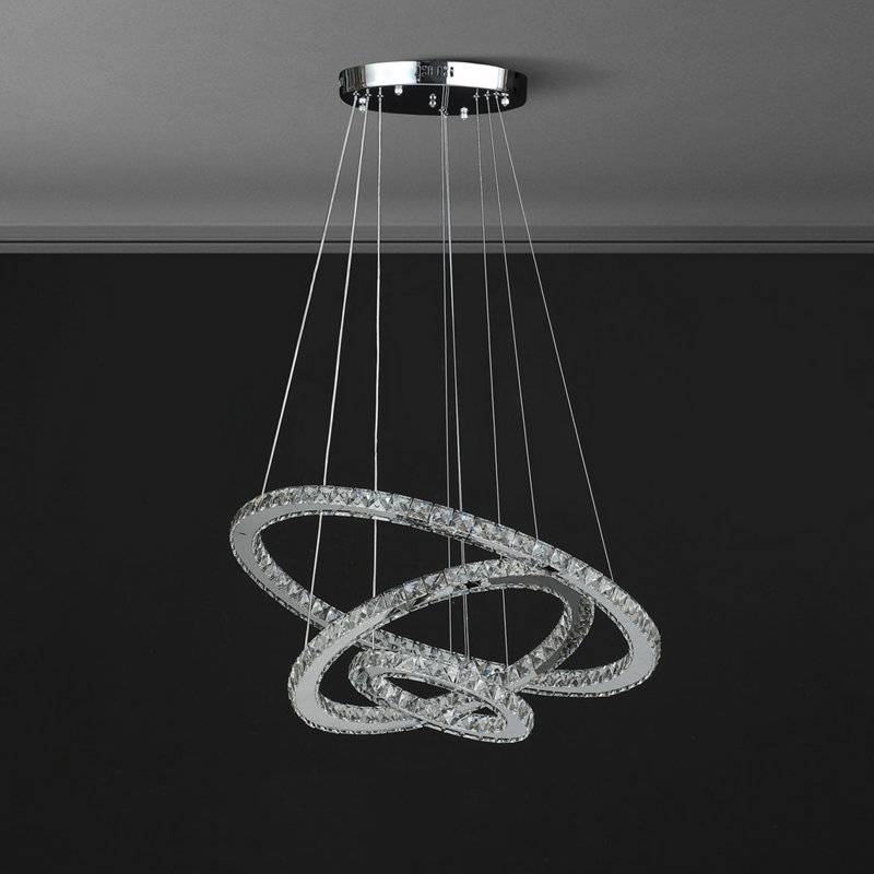 Lustre à télécommande moderne en cristal inoxydable