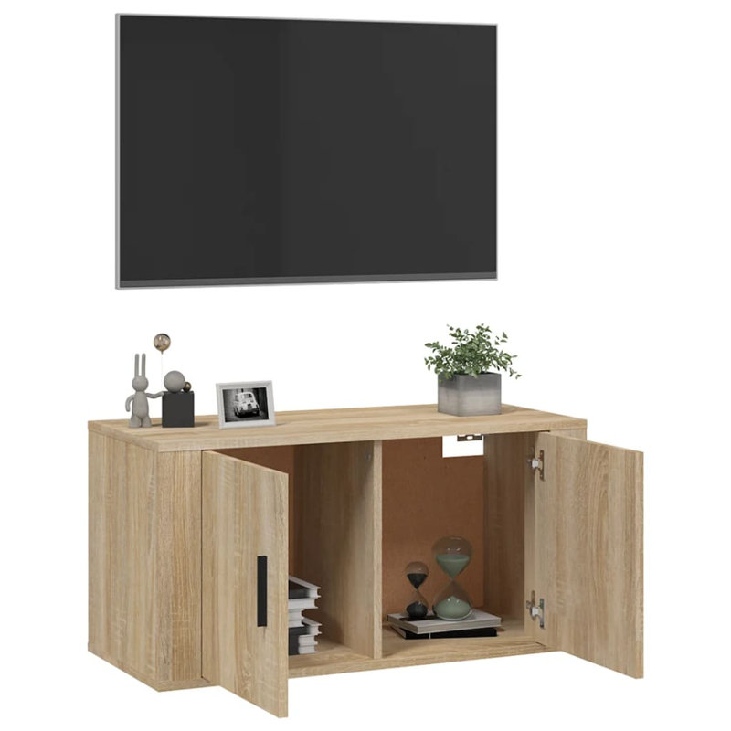 Wall Mounted TV Cabinet, 40cm H x 80cm L x 34.5cm W, Sonoma Oak