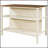Solid Wood Rustic 45 Inch Stationary Kitchen Island with Butcher Block, 2 Open Shelves for Small Spaces and Dining