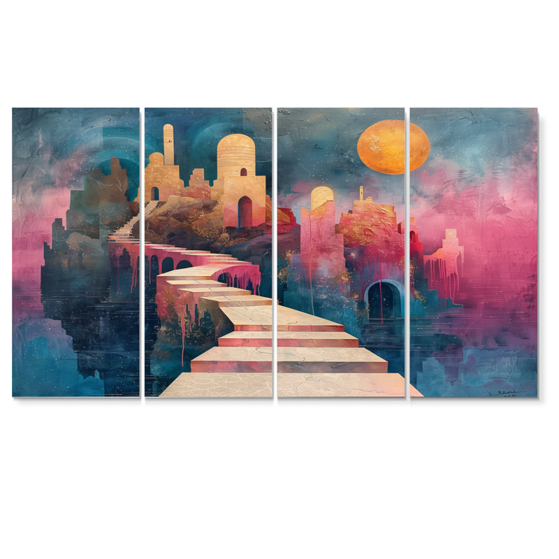 Ensemble de décorations murales observatoires astral rose et bleu, H 28 po x l 48 po