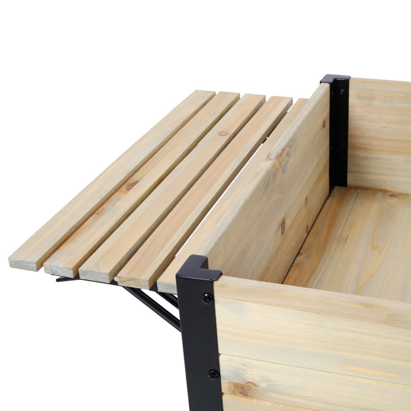 Nayloni Wood Elevated Planter, Natural, 29.5" H x 62.5" W x 23.6" D