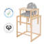 Little Stars Combination High Chair, High Chair Convertible Into Chair & Table, Natural Wood