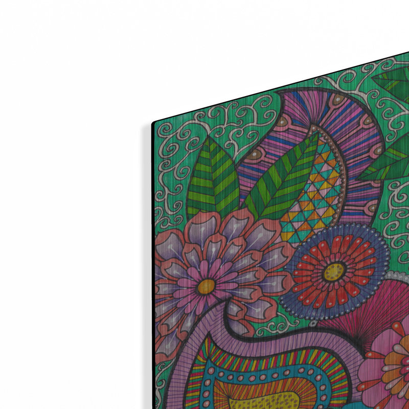 Art mural en métal Red Barrel Studio® «Paisley Garden» par Hello Angel, H 24 po x l 36 po