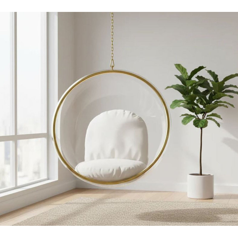 Wernick 1 Person Egg Chair, Off White/Gold