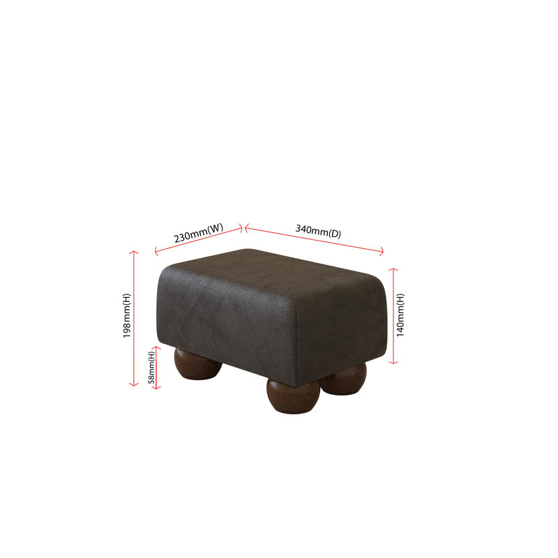 Manufactured Wood Accent Stool, Mahogany, Black, Italian Leather