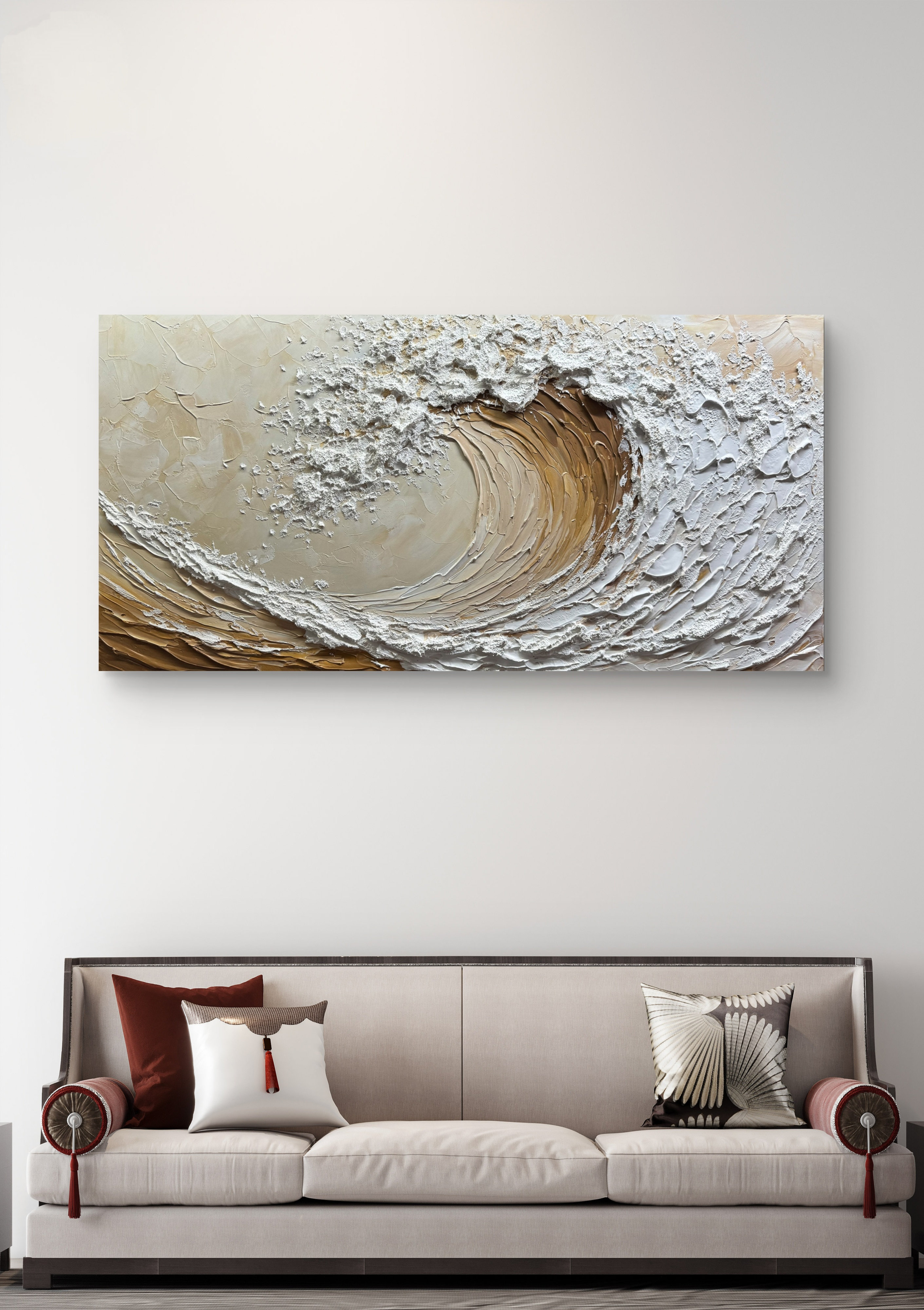 Latitude Run® Abstract Ocean Wave Textured Painting, 3d Relief Wall Art ...